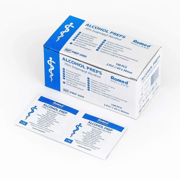 Disinfectant Wipes Alcohol Wipes 65 x 30 mm (Romed) 100 Pieces main product photo