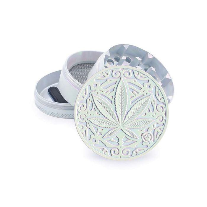 Aluminum Grinder 4 parts | Cannabis leaf (Fire-Flow) 50 mm main product photo