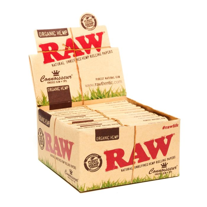 RAW Connoisseur Organic Hemp Papers and Tips | King-Size Slim main product photo