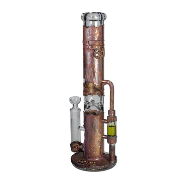 Glass Ice Bong | Copper Archimedes Reactor (Black Leaf) main product photo