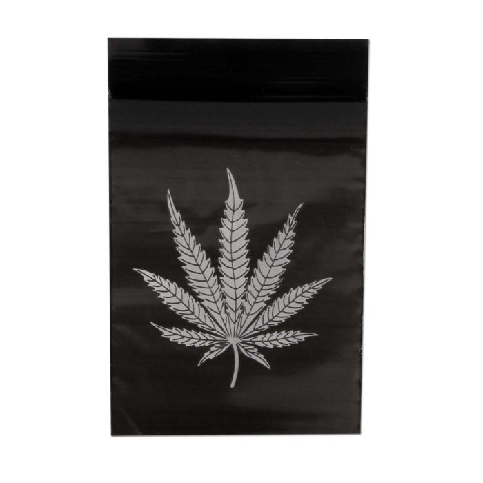 Zip Lock Bags 60x80 Black with Weed Leaf (0.05 mm) | 100 pieces main product photo