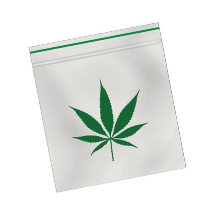 Zip Lock Bags 55x65 transparant with weed leaf (0.06mm) | 100 pieces main product photo