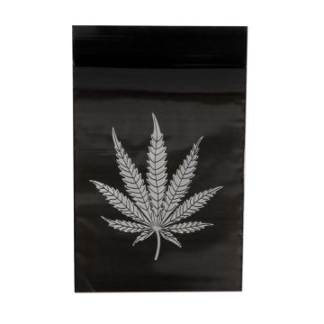 Zip Lock Bags 60x80 Black with Weed Leaf (0.05 mm) | 100 pieces