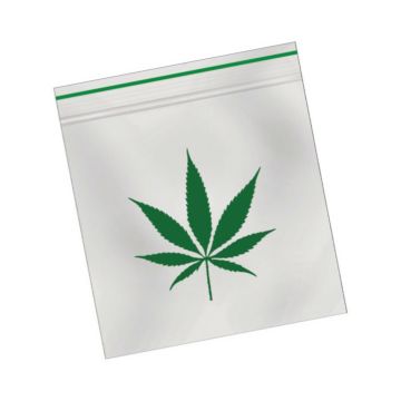 Zip Lock Bags 55x65 transparant with weed leaf (0.06mm) | 100 pieces