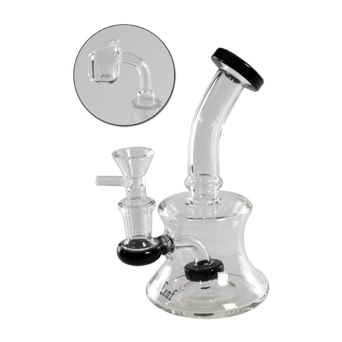 Glass Recycler Mini Bong (Black Leaf) for Dabs and Weed