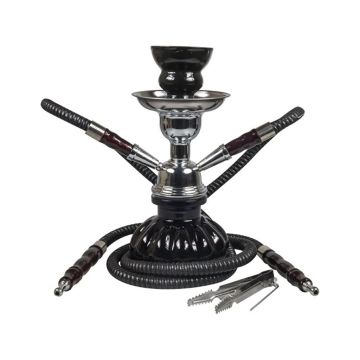 Water Pipe / Shisha Black with 2 Hoses (Sahbi Shisha) 24 cm