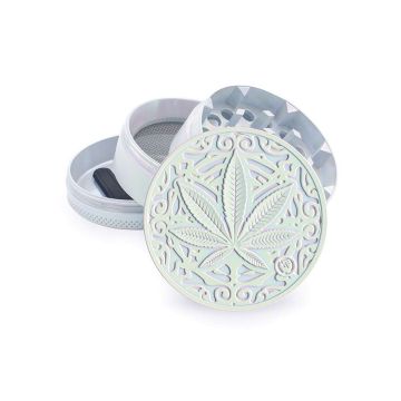 Aluminum Grinder 4 parts | Cannabis leaf (Fire-Flow) 50 mm