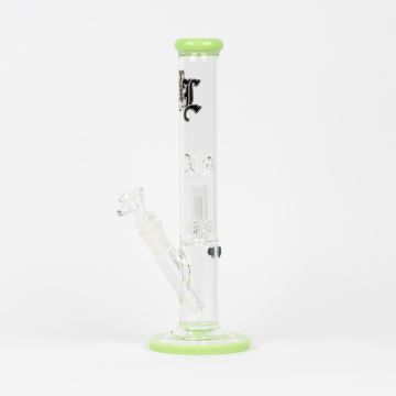 Glass Ice Bong | Cylinder (Black Leaf)
