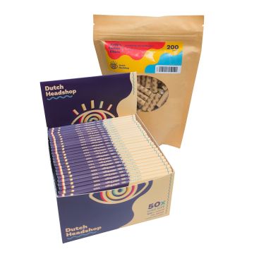 Dutch-Headshop Box Unbleached King-Size Rolling Papers & Activated carbon filters