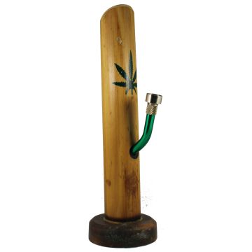 Bamboo Bong with Cannabis Leaf