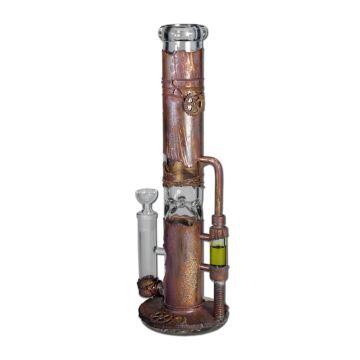 Glass Ice Bong | Copper Archimedes Reactor (Black Leaf)