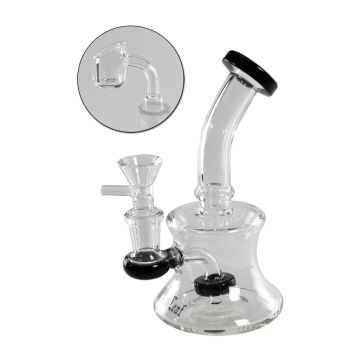 Glass Mini Bong for Dabs & Weed (Black Leaf) 2 in 1
