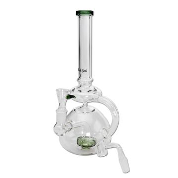 Glass Weed & Dab Bong | Recycler Perco (Black Leaf)
