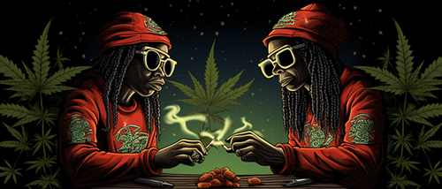 Twins smoking a joint